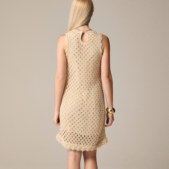 New JCREW Size XXS Pointelle Sleeveless Sweater-Dress in Beige $148 CD359 - Picture 4 of 5